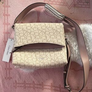 Calvin Klein Beige Monogram Crossbody Bag